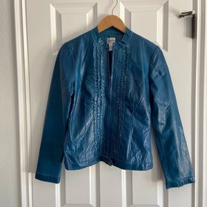 NWOT Chicos Blue Leather Jacket